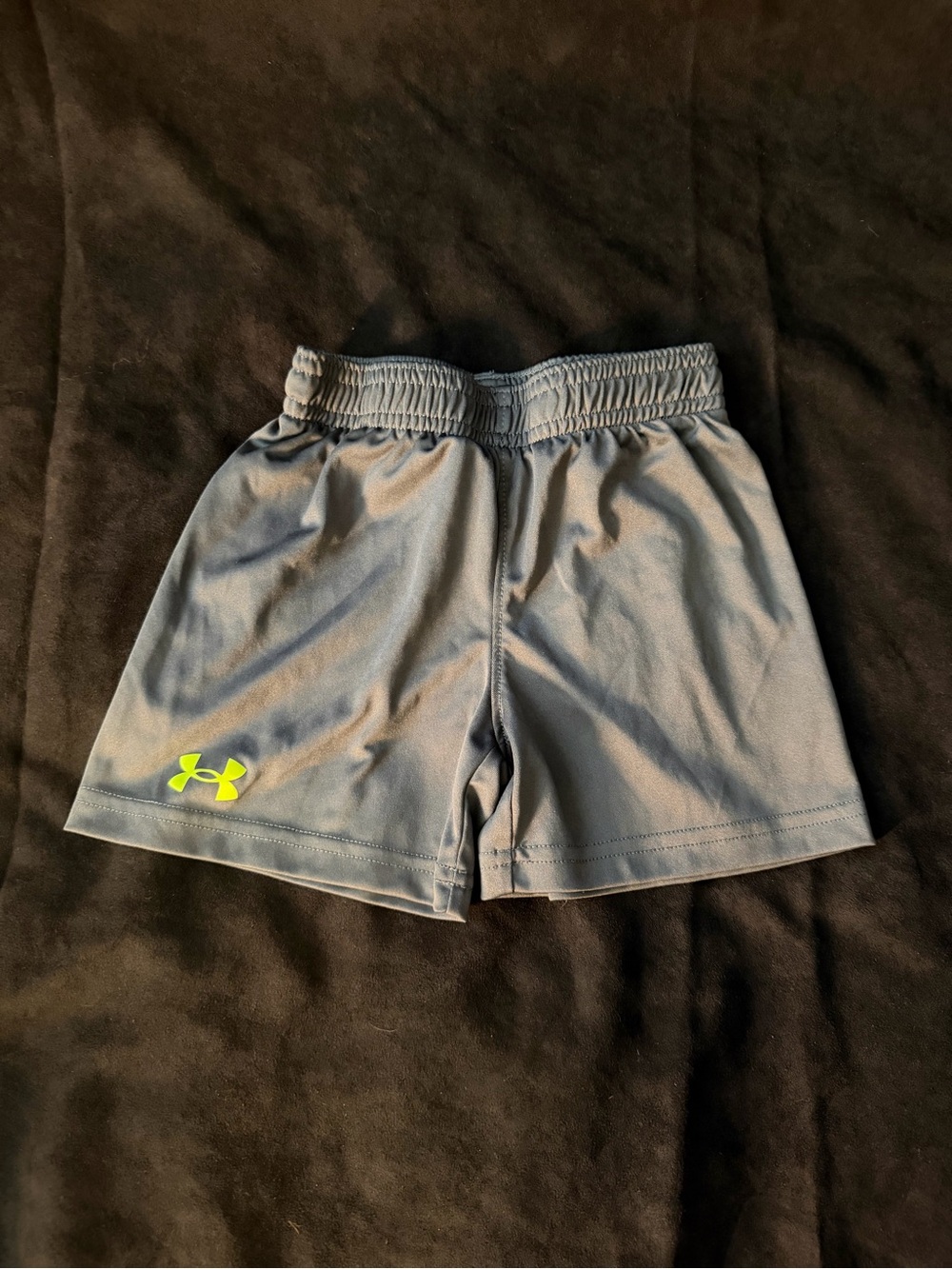 Under Armour Gray Kids Athletic Shorts with Neon Yellow Logo